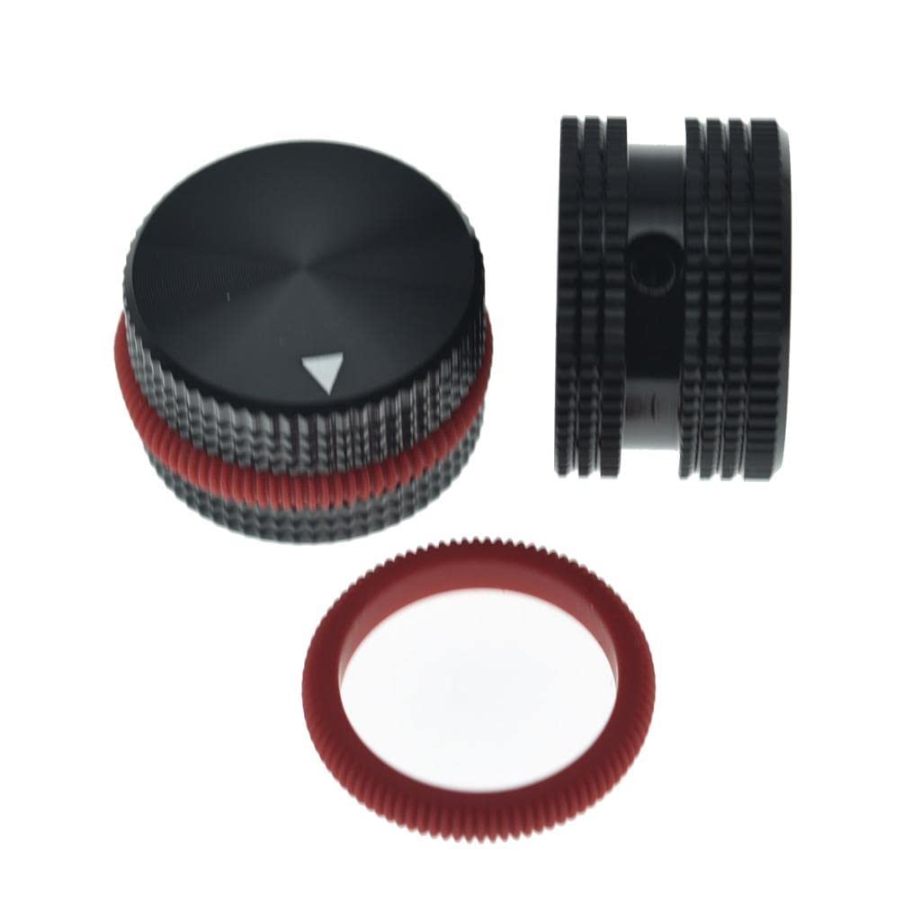 KAISH 2-Pack 63/64''(25mm) Diam. Aluminium Potentiometer Knobs 1/4'' Universal Metal Pot Knobs for Guitar/Bass/AMPS Amplifier/Po